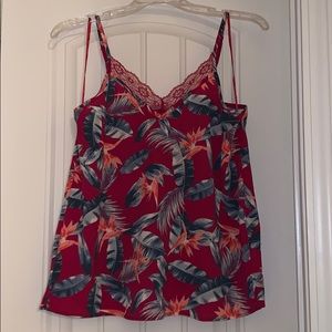 Pink Rose Tropical Print Tank